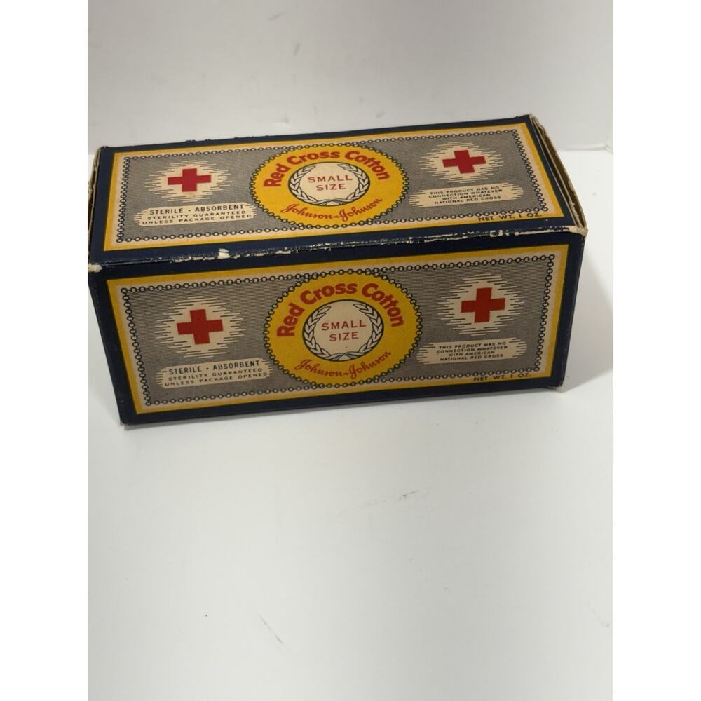 Vintage Red Cross Cotton- Johnson & Johnson, First Aide Cotton Small Size 23c‎